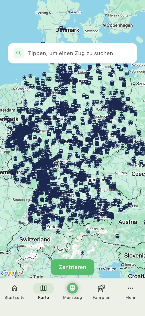 Zugkarte in Trainradar24