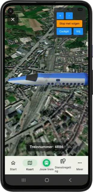 Trainradar24 3D-weergave van een trein bij Grammont